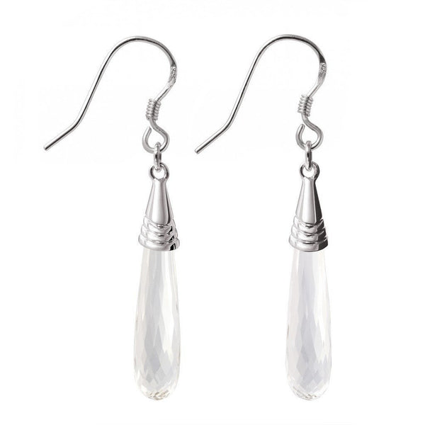 Long Faceted Natural Rock Crystal and Sterling Silver Earrings - Franki Baker Jewellery