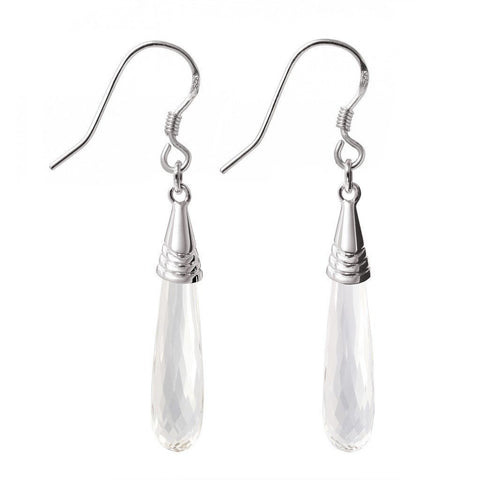 Long Faceted Natural Rock Crystal and Sterling Silver Earrings - Franki Baker Jewellery
