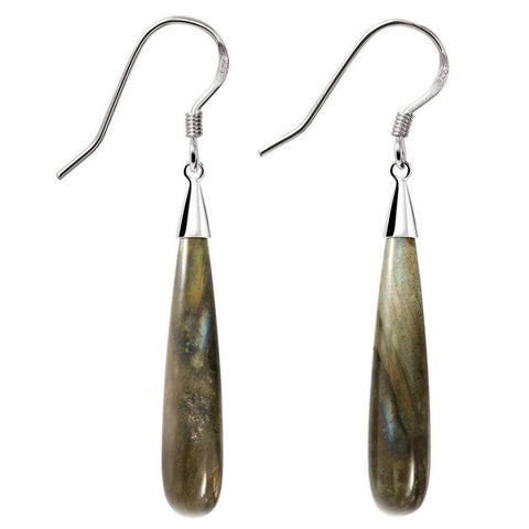 Long Labradorite and Sterling Silver Drop Earrings - Franki Baker Jewellery