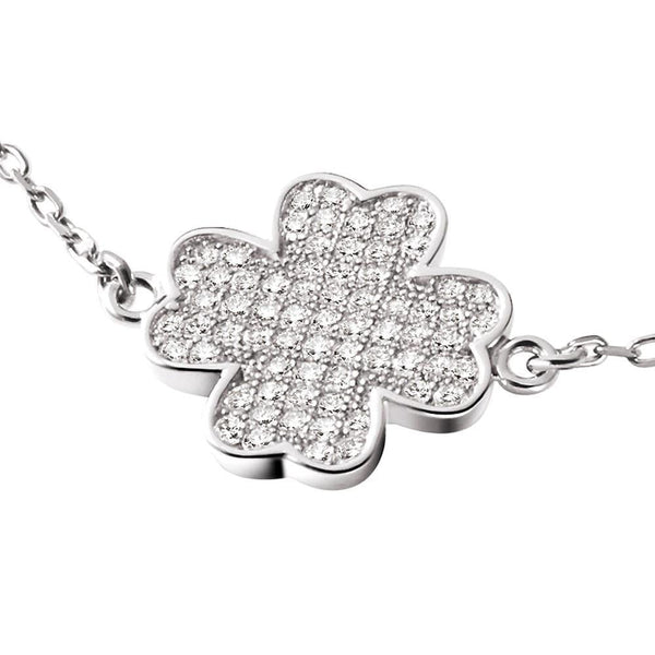 Lucky Four Leaf Clover Faceted Crystals and Sterling Silver Chain Bracelet - Franki Baker Jewellery