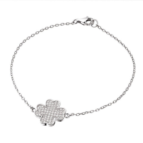 Lucky Four Leaf Clover Faceted Crystals and Sterling Silver Chain Bracelet - Franki Baker Jewellery