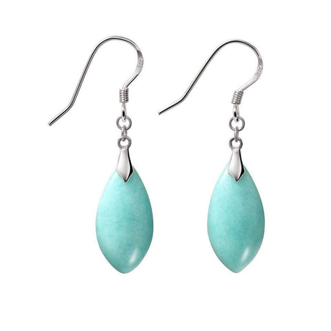 Marquise Cabochon Cut Amazonite and Silver Earrings - Franki Baker Jewellery