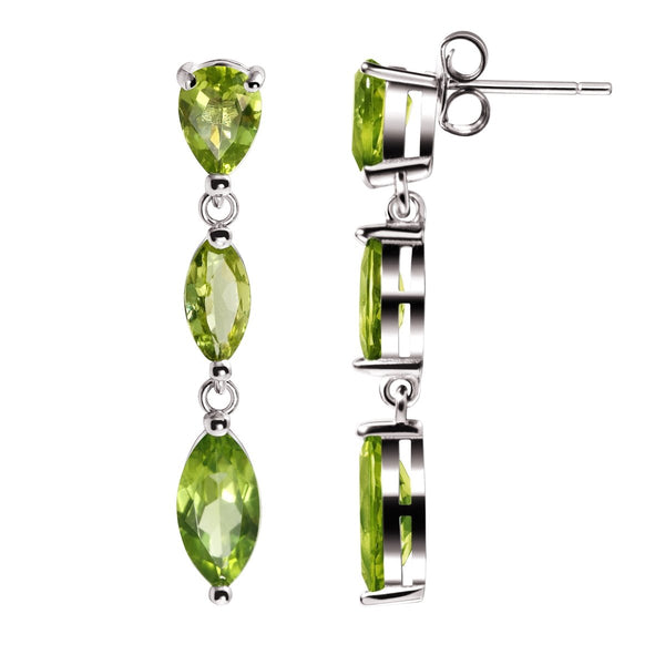 Marquise Cut Green Peridot and Sterling Silver Dangle Earrings - Franki Baker Jewellery