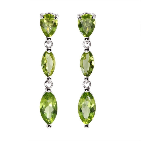 Marquise Cut Green Peridot and Sterling Silver Dangle Earrings - Franki Baker Jewellery