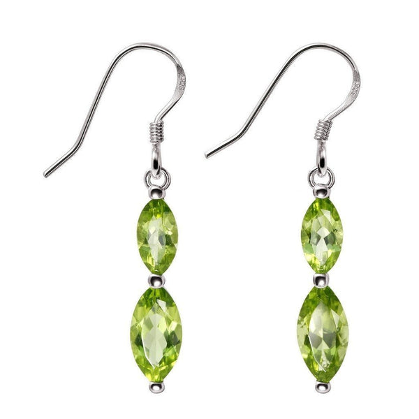 Marquise Cut Green Peridot and Sterling Silver Drop Earrings - Franki Baker Jewellery