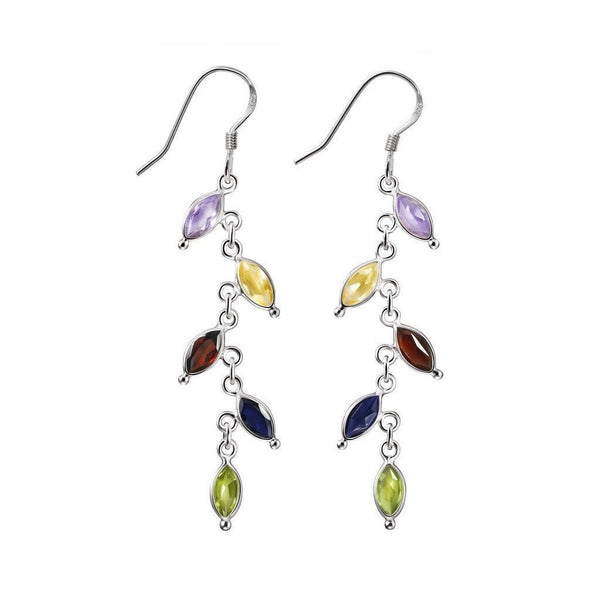 Marquise Cut Multi Gemstone and Sterling Silver Drop Earrings - Franki Baker Jewellery