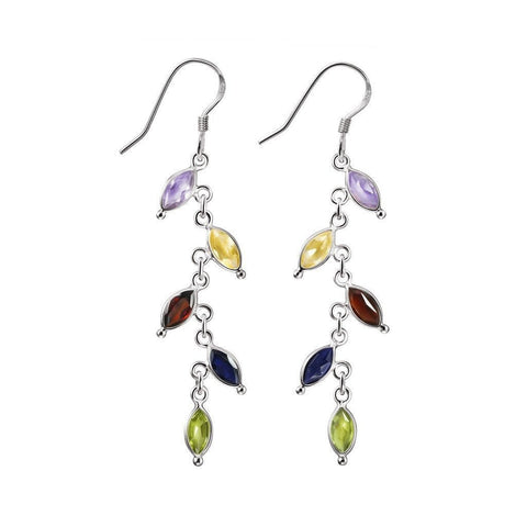 Marquise Cut Multi Gemstone and Sterling Silver Drop Earrings - Franki Baker Jewellery