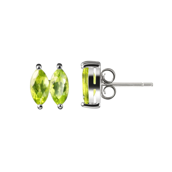 Marquise Shaped Natural Peridot & Sterling Silver Stud Earrings - Franki Baker Jewellery
