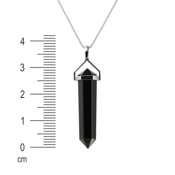 Metallic Dark Grey/Black Hematite Gemstone Double Point Pendant on 925 Sterling Silver.