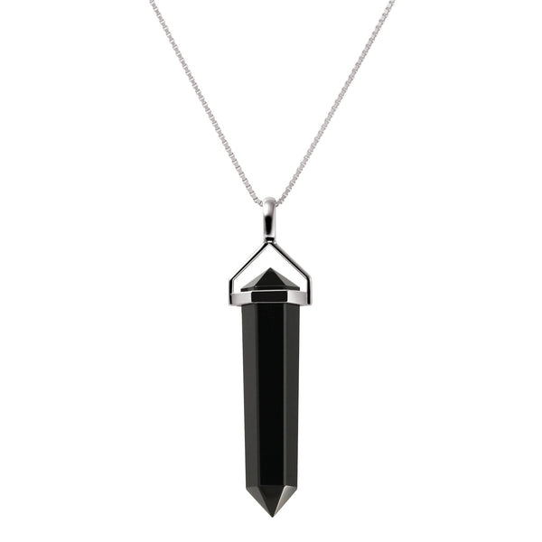 Metallic Dark Grey/Black Hematite Gemstone Double Point Pendant on 925 Sterling Silver. - Franki Baker Jewellery