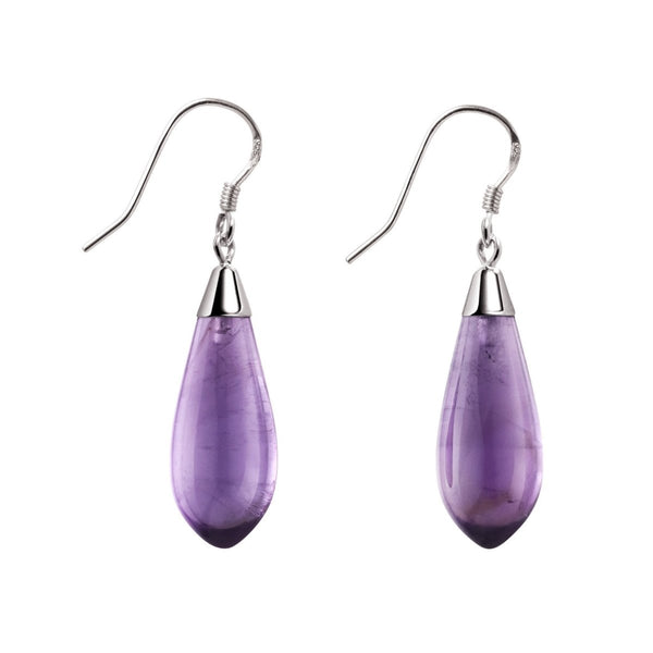Natural Amethyst Gemstones and Sterling Silver Drop Earrings - Franki Baker Jewellery