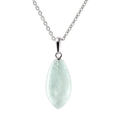 Aquamarine Gemstone Leaf Pendant Necklace. - Franki Baker Jewellery