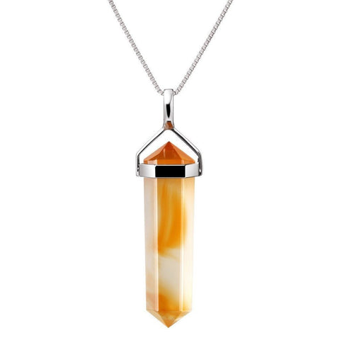 Natural Carnelian Gemstone Double Point Pendant Necklace on Sterling Silver - Franki Baker Jewellery