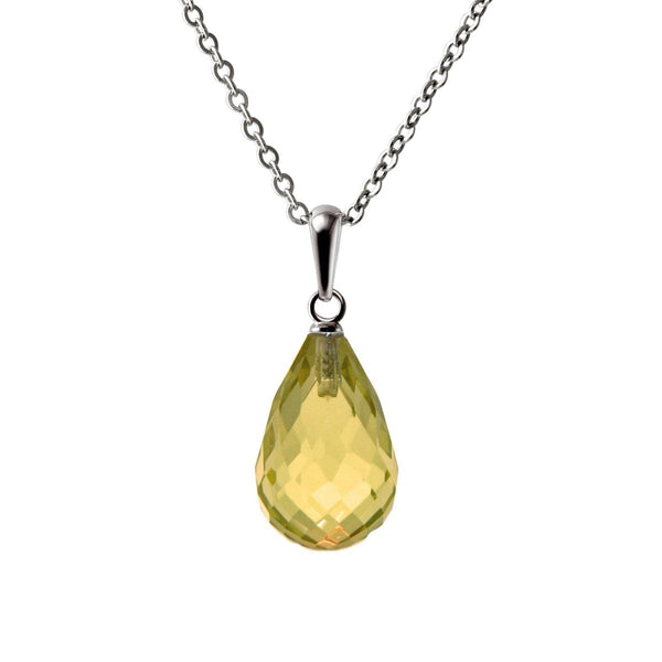 Natural Citrine Gemstone Pendant Necklace on Sterling Silver Chain. Length: 50cms - Franki Baker Jewellery