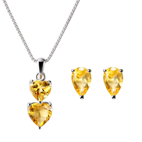 Natural Citrine gemstone & Sterling Silver earrings & pendant set. - Franki Baker Jewellery