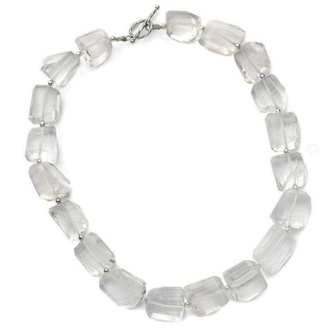 Natural Clear Rock Crystal and Sterling Silver Statement Necklace - Franki Baker Jewellery