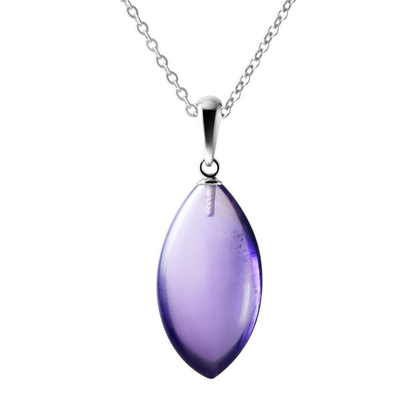 Natural Cushion Cut Amethyst Gemstone & Sterling Silver Pendant Necklace