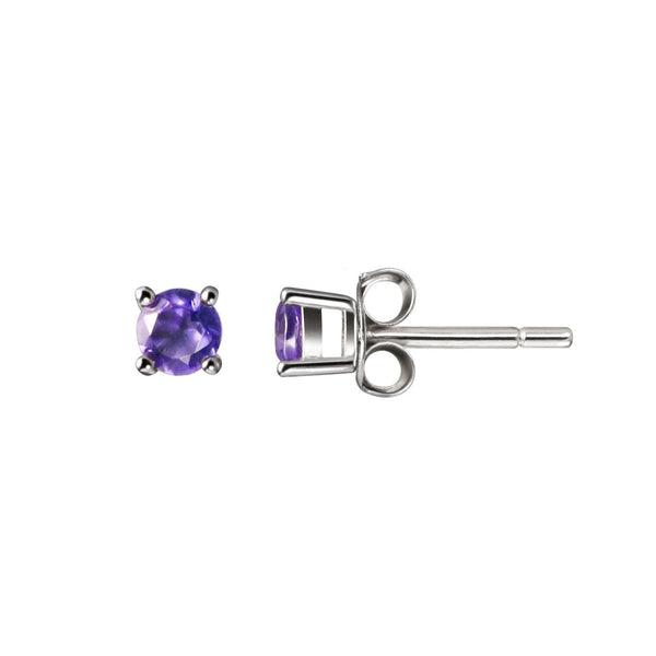 Natural Facetted Dainty Round Amethyst Gemstone & Sterling Silver Stud Earrings - Franki Baker Jewellery