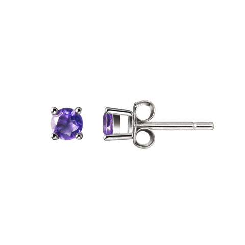 Natural Facetted Dainty Round Amethyst Gemstone & Sterling Silver Stud Earrings - Franki Baker Jewellery