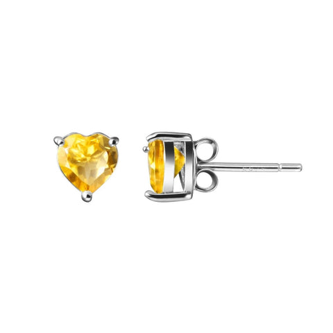 Natural Facetted Heart Shaped Citrine & Sterling Silver Stud Earrings. - Franki Baker Jewellery