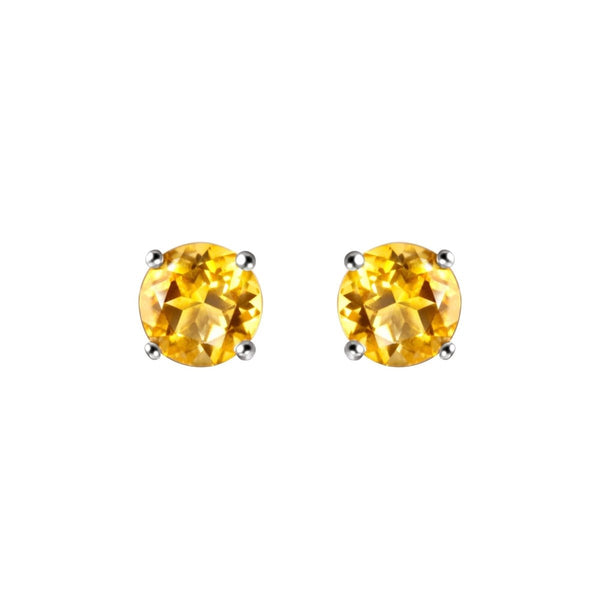 Natural Facetted Round Citrine Gemstone & Sterling Silver Stud Earrings - Franki Baker Jewellery