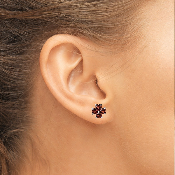 Natural Garnet Flower Earrings
