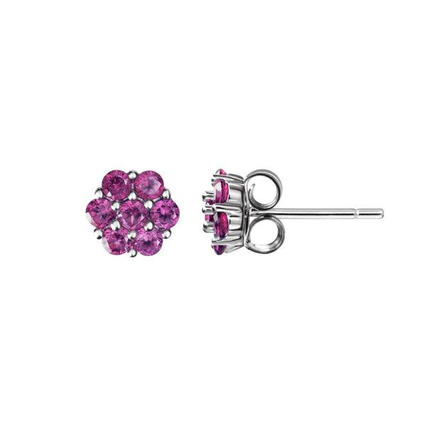 Natural Garnet Gemstone Flower & Sterling Silver Stud Earrings - Franki Baker Jewellery