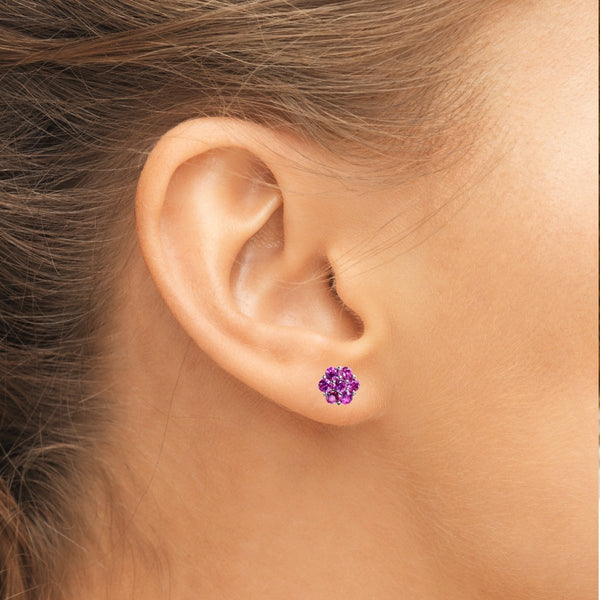 Garnet Flower Stud Earrings for Women