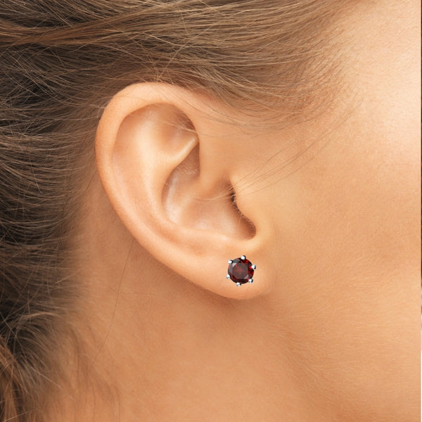 Natural Garnet Stud Earrings