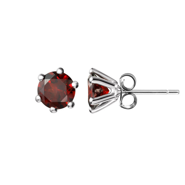 Sterling Silver & Natural Garnet Gemstone Stud Earrings - Franki Baker Jewellery