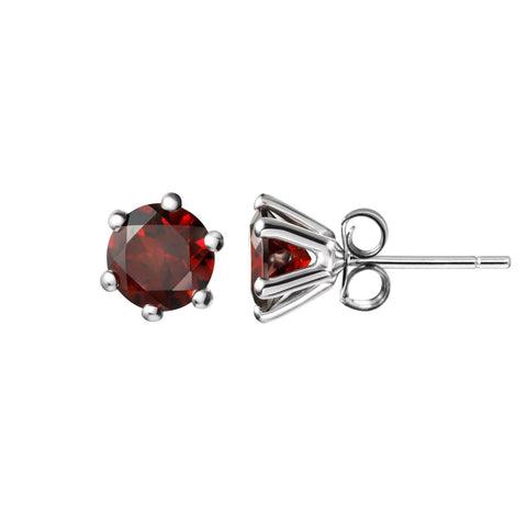 Sterling Silver & Natural Garnet Gemstone Stud Earrings - Franki Baker Jewellery