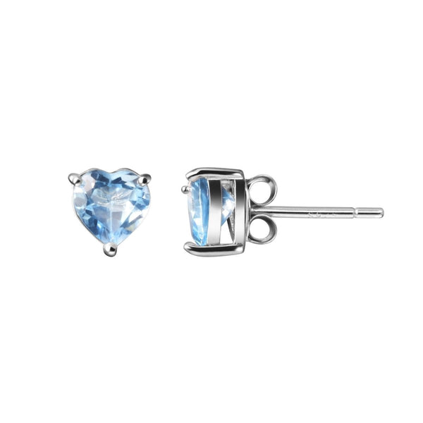 Natural Heart Shaped Blue Topaz & Sterling Silver Stud Earrings - Franki Baker Jewellery