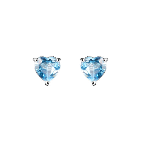 Natural Heart Shaped Blue Topaz & Sterling Silver Stud Earrings - Franki Baker Jewellery