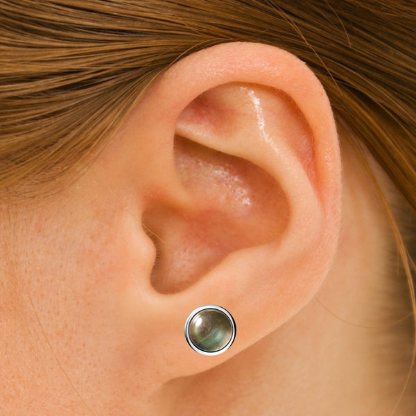 Labradorite & Silver Stud Earrings