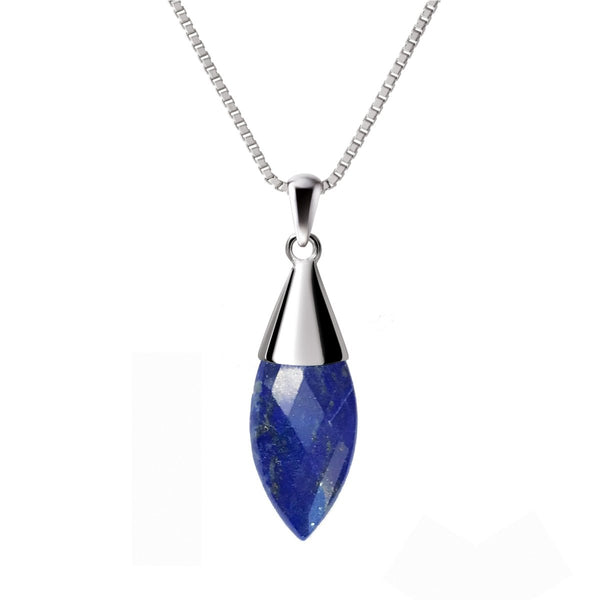Natural Lapis Lazuli Gemstone Pendant Necklace on 925 Sterling Silver. Pendant