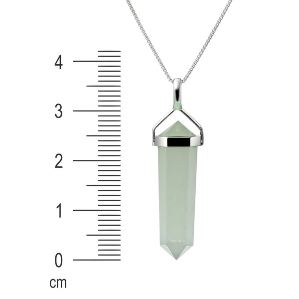 Natural New China Jade & Sterling Silver Double Point Pendant Necklace. Pendant Length: cm Chain Length: 50cm
