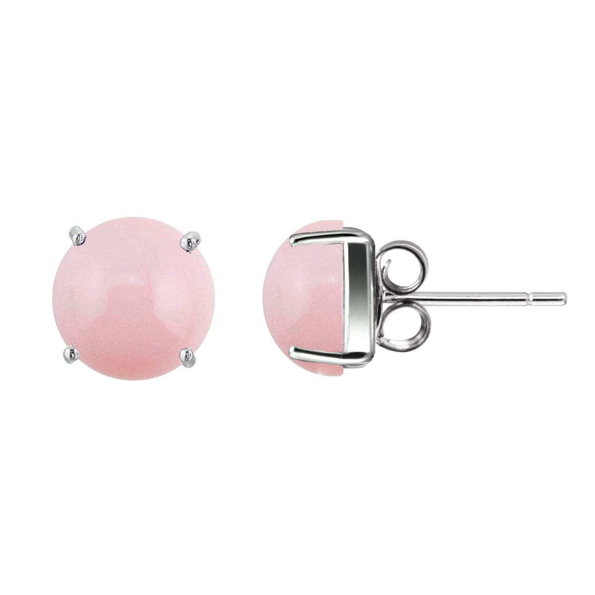 Natural Pink Opal Gemstone 925 Sterling Silver Stud Earrings