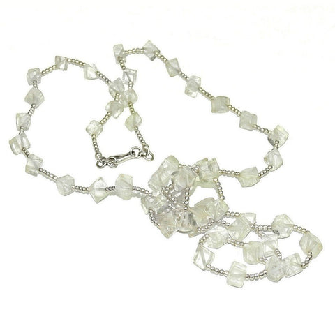 Natural Rock Crystal and Sterling Silver Bead Long Necklace - Franki Baker Jewellery