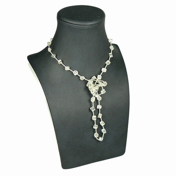 Natural Rock Crystal and Sterling Silver Bead Long Necklace - Franki Baker Jewellery