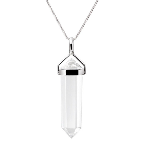Natural Rock Crystal Gemstone Double Point Pendant Necklace on Sterling Silver - Franki Baker Jewellery