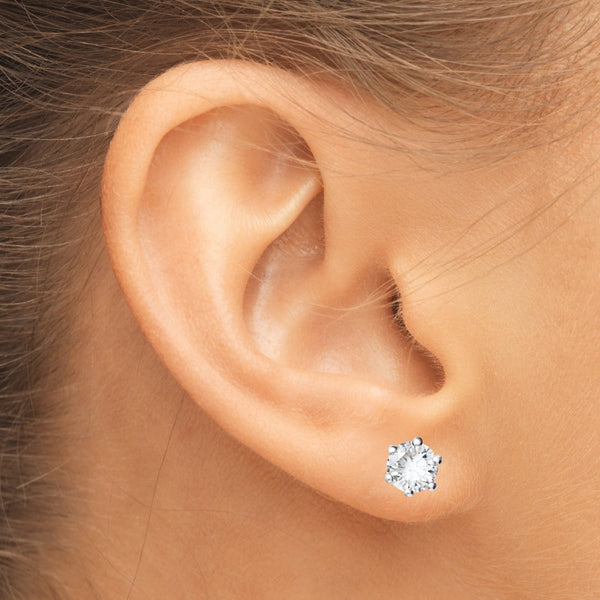 White Topaz Stud Earrings for Men and Women