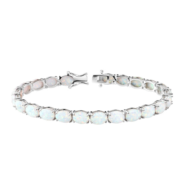 Opal & Silver Tennis Bracelet. Size: 19cm - Franki Baker Jewellery