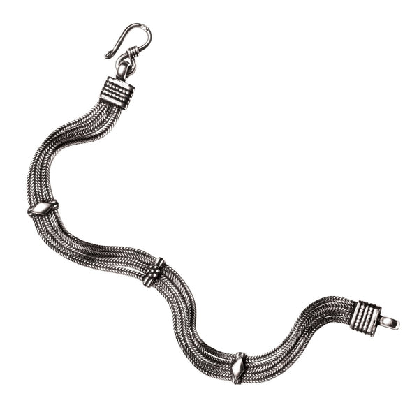Oxidised Silver Multistrand Snake Bracelet. Length: 20cms - Franki Baker Jewellery