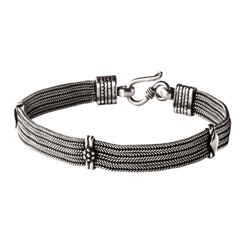 Oxidised Silver Multistrand Snake Bracelet. Length: 20cms - Franki Baker Jewellery