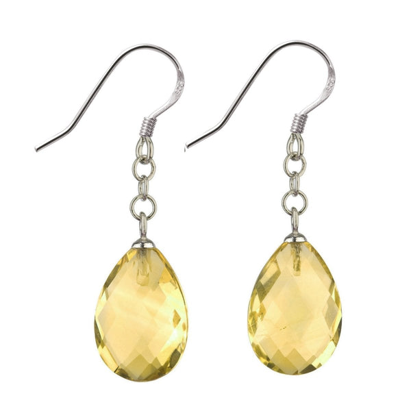 Pear Shape Cut Yellow Citrine and Silver Dangle Earrings - Franki Baker Jewellery
