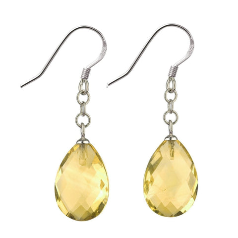 Pear Shape Cut Yellow Citrine and Silver Dangle Earrings - Franki Baker Jewellery
