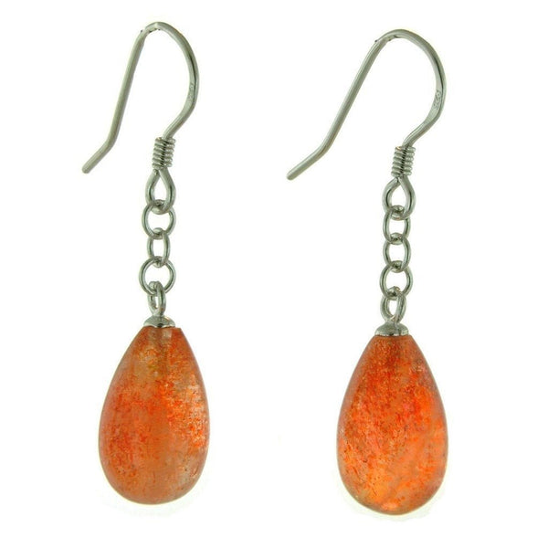 Pear Shaped, Goldsand Sunstone Silver Earrings - Franki Baker Jewellery