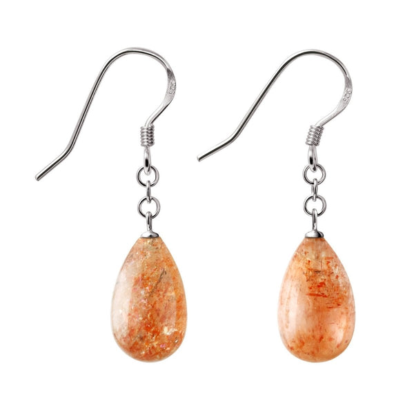 Pear Shaped, Goldsand Sunstone Silver Earrings - Franki Baker Jewellery