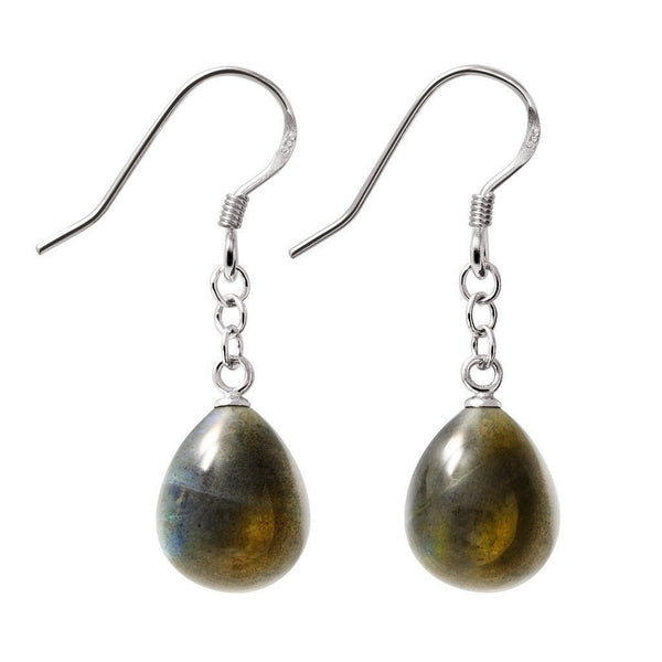 Pear Shaped Long Labradorite Sterling Silver Drop Earrings - Franki Baker Jewellery