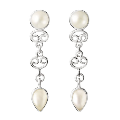 Pearl and Sterling Silver Stud/ Drop Earrings - Franki Baker Jewellery